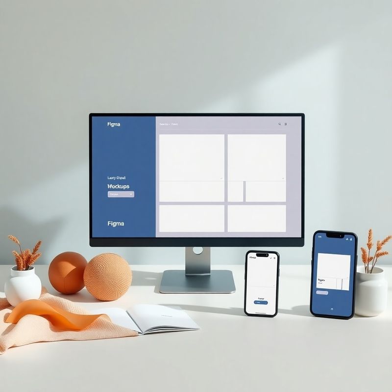 Wireframe Figma su monitor accanto a mockup mobile